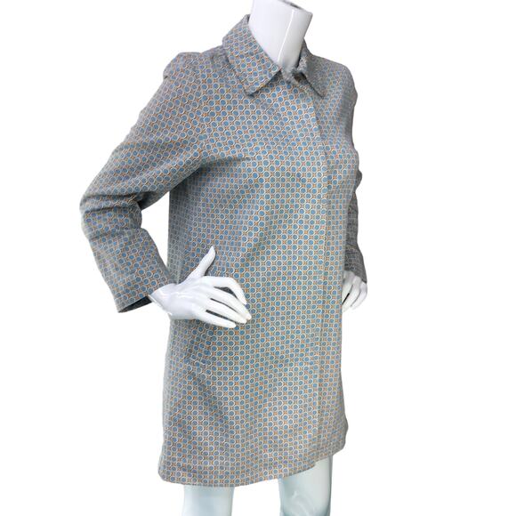 Boden Womens Size 10 Overcoat Mid Length Rain Jacket Coated Cotton Circles - Picture 8 of 16